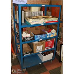 RACK OF ASSORTED ESTATE ITEMS- RACK NOT INCL.