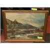 Image 1 : ANTIQUE SERENE EUROPEAN SCENE 22"X18.5"