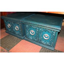 TEAK AND SILVER END TABLES