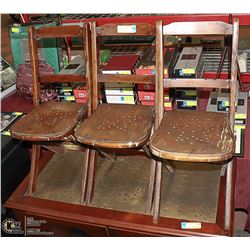 3 ANTIQUE STURDY FOLDING CHILDRENS CHAIRS