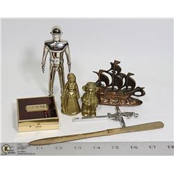 7 VINTAGE FIGURES BRASS COPPER MORE