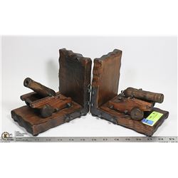 1970'S WOOD CANNON'S BOOKENDS