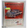 Image 1 : 11X14 ORIGINAL FRAMED 1957 NASH V8 CAR AD