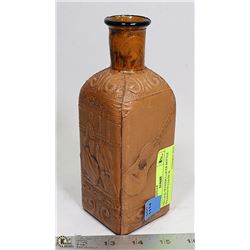 VINTAGE SPANISH LIQUOR BOTTLE WRAPPED IN LEATHER