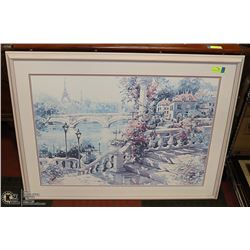 FRAMED ART- FRENCH SCENE WATERCOLOR- LARGE