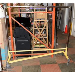 CLOTHING RACK ON CASTOR 66" LONG 64" WIDE  YELLOW