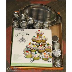 CUPCAKE/MUFFIN HOLDER,20 SPICE CONTAINERS,METAL PL