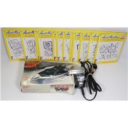 RETRO TRAVEL IRON AND 13 UNOPENED HOT IRON