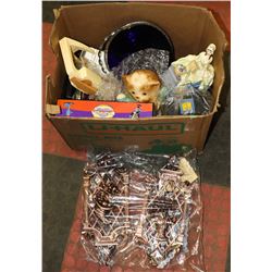 BOX OF VINTAGE ESTATE THUMBPRINT GLASS ORNAMENTS