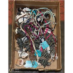 BOX OF NEW KEYCHAINS / HAIR FASHION