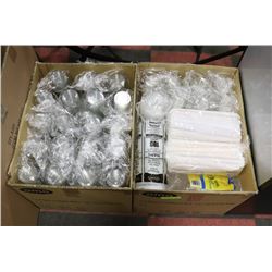 2 BOXES TAKE OUT CONTAINERS, BAGS, STRAWS & CUPS