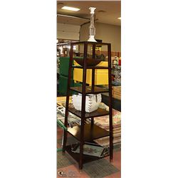 WOOD STAND WITH ACCENT PIECES FROM INDONESIA