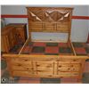Image 1 : QUEEN PINE BED FRAME, HEADBOARD AND FOOTBOARD