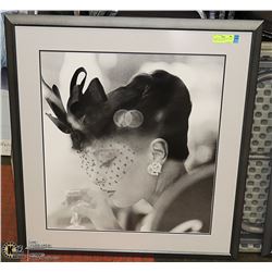 FRAMED ART- WOMAN WITH WINE GLASS- LARGE 34" T X