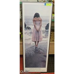 STEVE HANKS FRAMED PICTURE- "WOMAN ON THE BEACH"