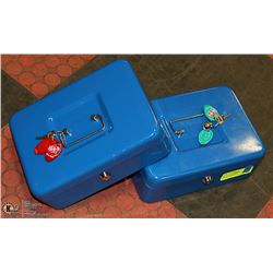 2 BLUE CASH BOXES WITH KEYS
