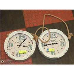 LOT OF 2 NEW ERA PARIS METAL WALL CLOCKS