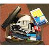 Image 1 : BOX OF OFFICE SUPPLIES & PRICING GUNS