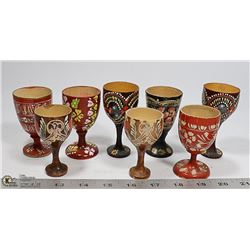 COLLECTION OF HAND PAINTED EGG CUPS