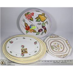 1930'S PLATTER TRIO PLUS FRUIT DISH , PLATTER AND
