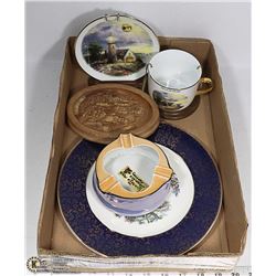 1940 PLATE, THOMAS KINKADE DÉCOR, 1950'S ASHTRAY