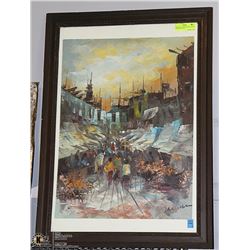 ORIGINAL SIGNED PAINTING 30"X22" DEPRESSION GLAS