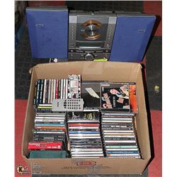 SANYO CD STEREO WITH BOX OF CD'S