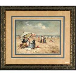 Print, contemporary, ?A Day at the Beach? by: #1027397