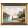 Image 1 : Landscape, oil on canvas entitled ?Boats on #1027400