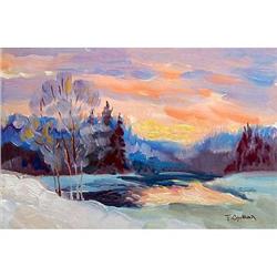 "Winter. Decline" oil in impressionism #1027518