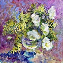 "White Roses" oil in impressionism style #1027520