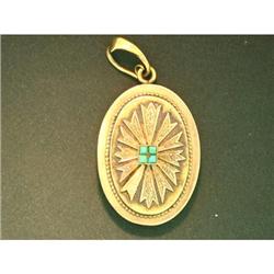 Victorian English Locket with Turquoise in 15k #1027521