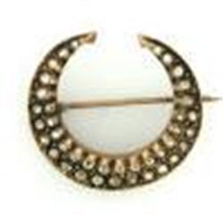 9K  Gold Victorian Half Moon Pin with 2.00tcw #1027524