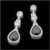 Image 1 : 14k WhiteGold SAPPHIRE DIAMOND EARRINGS #1027686