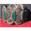 Image 1 : Silver bracelet with 6 emerald green chalcedony#1027796