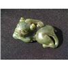 Image 1 : 18th. century green jade carving in shape of an#1027827