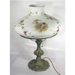 Art Nouveau Table Lamp Cupids on Shade #1028124