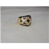 Rare Estate 14K YG Diamond Sapphire Mosaic Band#1038292