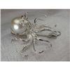 Rare 14K WG Gold Pearl Diamond Octopus Brooch #1038320