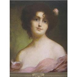  Elegant lady with a pink rose by Willemart #1038612