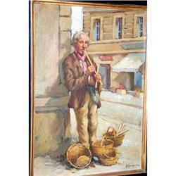 The flute seller , original oil by Kaufman #1038638