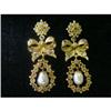 Image 1 : ANTIQUE GOLD EARRINGS W/ DIAMONDS & PEARL #1045142