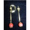 Image 1 : ESTATE EARRINGS W/ORANGE CORAL BEADS #1045144