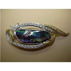 PLAT. & Y. GOLD PENDANT W/BLACK OPAL & DIAMONDS#1045149