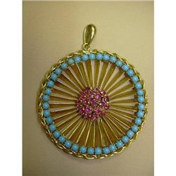 GOLD WHEEL SHAPED PENDANT DECORATED W/ #1045150