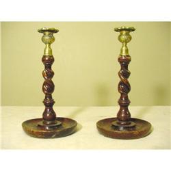 Pair English Barley Twist Candlesticks #1045158