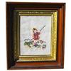 Image 1 : FRAMED VICTORIAN PETIT POINT "GIRL WITH RAKE" #1045434