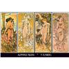 Image 1 : 4 VINTAGE MUCHA ART NOUVEAU POSTERS "4 FLOWERS"#1045478