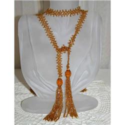 Antique Glass Art Deco Flapper Necklace #1045700