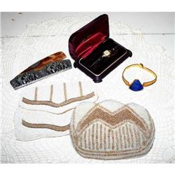 Lot Beaded Purse Comb Watch Lapis Bracelet #1045704